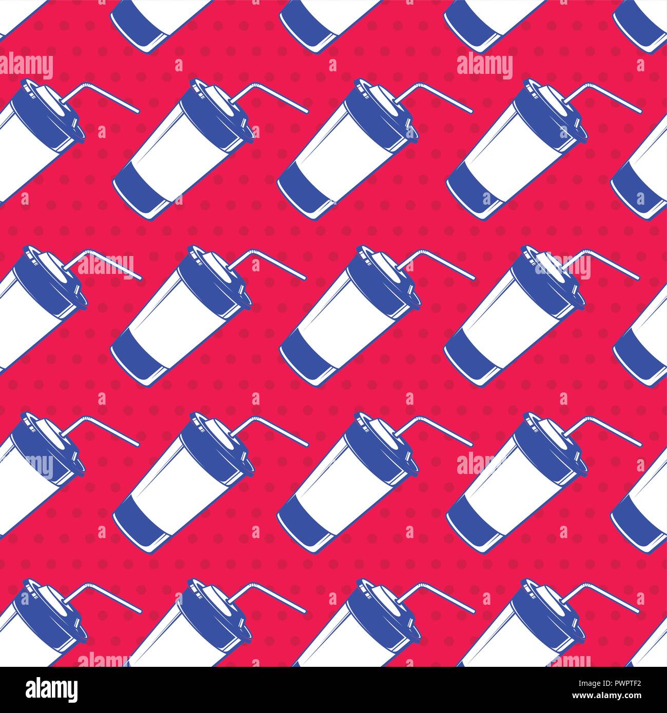 Pop art coloré motif transparent avec une tasse de papier de soda, Vector illustration modèle pour votre conception Illustration de Vecteur