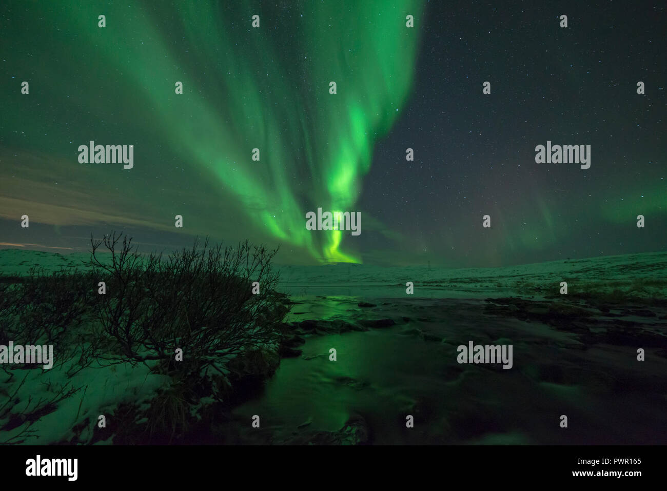 Northern Lights, aurora borealis, montagne, Biggas, Finnmark Banque D'Images