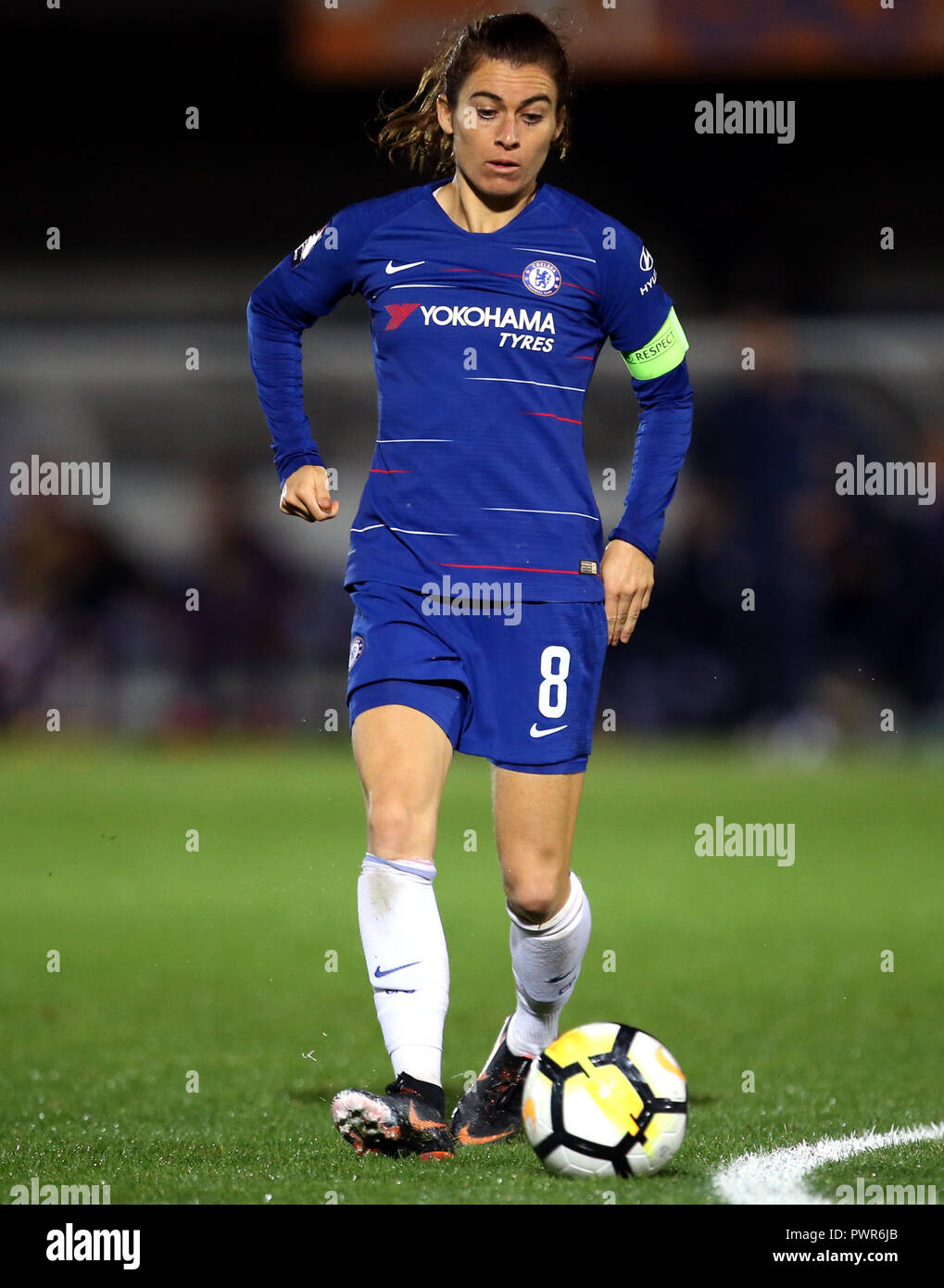 Des femmes Karen Carney Chelsea au cours de la Women's Champions League premier match aller à Kingsmeadow, Londres Banque D'Images