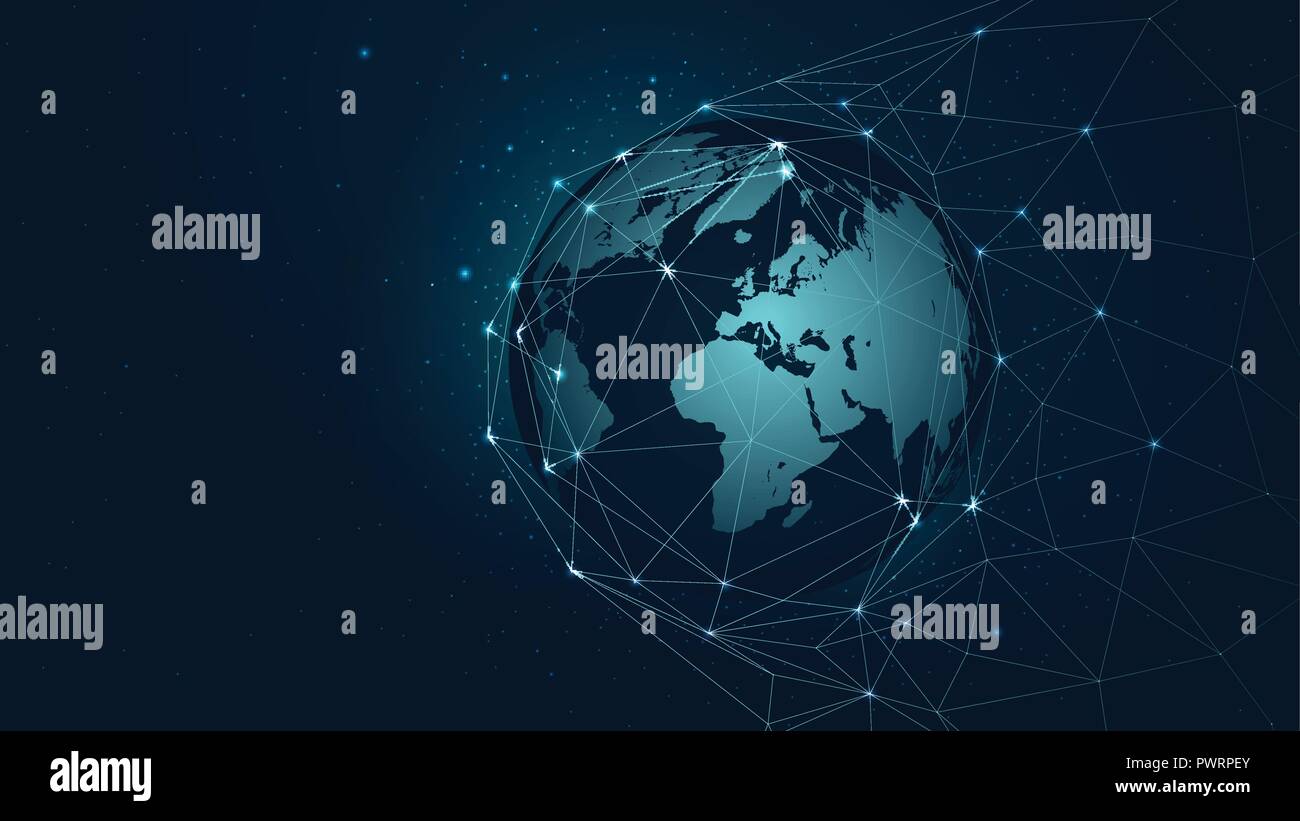Carte du monde global network connection, vector background futuriste technologie futuriste image présentation du plexus Illustration de Vecteur