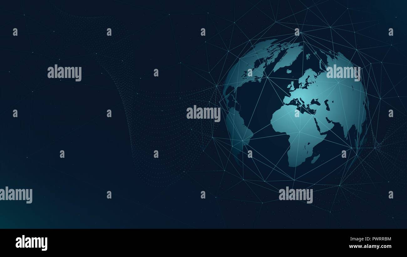 Carte du monde, la technologie de connexion réseau mondial plexus futuriste vector background image présentation futuriste Illustration de Vecteur