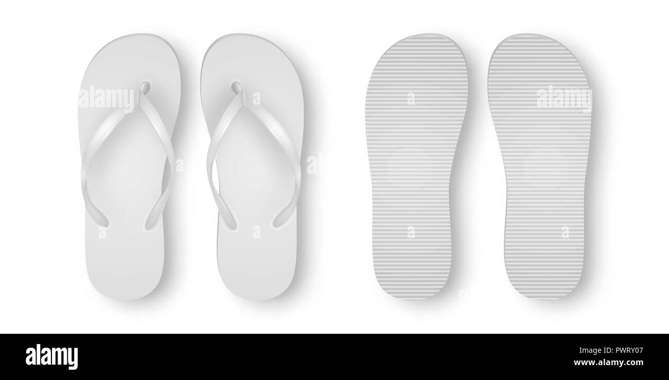 3D réaliste vecteur vide vide blanc Flip Flop Set libre isolé sur fond blanc. Modèle de conception d'été plage Tongs Paire pour annoncer, logo imprimé, immersive. Vues avant et arrière Illustration de Vecteur 3D réaliste vecteur vide vide blanc Flip Flop Set libre isolé sur fond blanc. Modèle de conception d'été plage Tongs Paire pour annoncer, logo imprimé, immersive. Vues avant et arrière Illustration de Vecteur