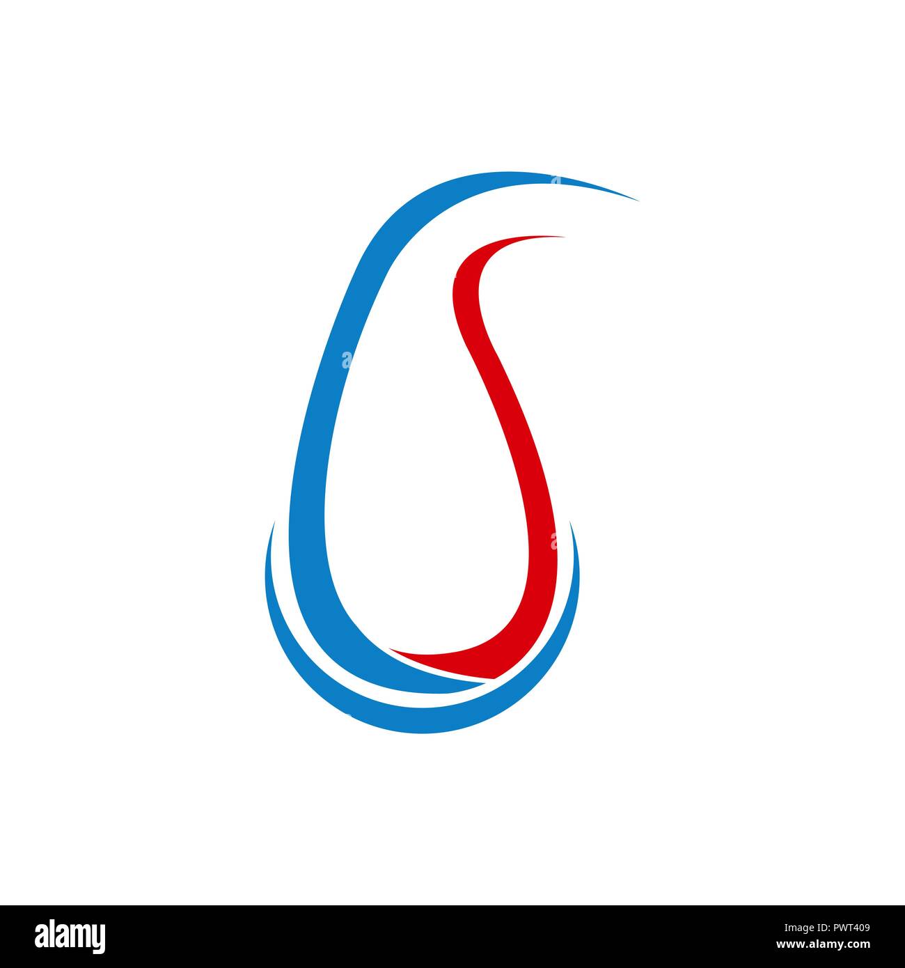 Logo goutte d'eau avec l'icône de couleur Bleu Rouge Illustration de Vecteur