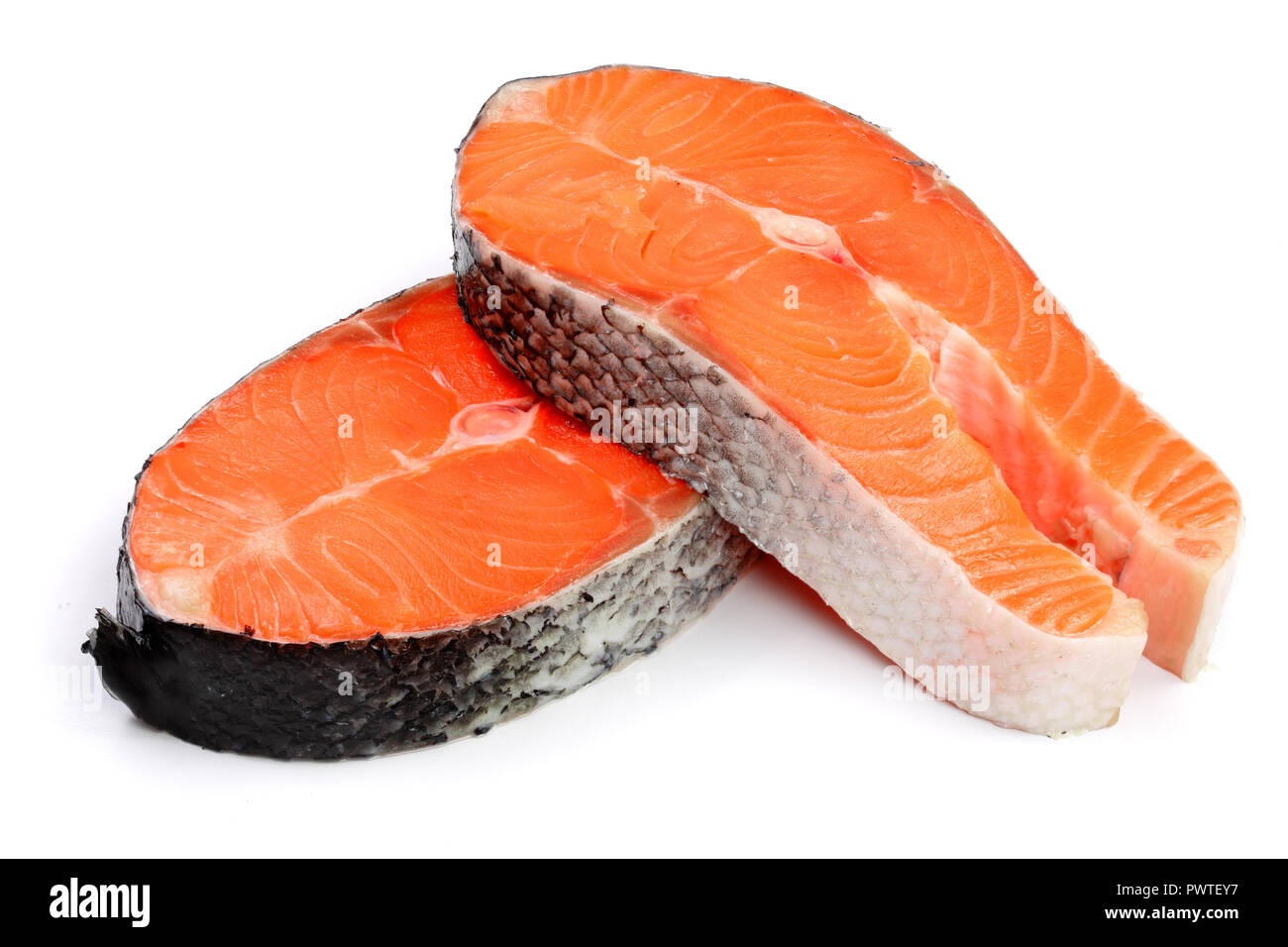 Tranche De Saumon Poisson Rouge Isole Sur Fond Blanc Photo Stock Alamy