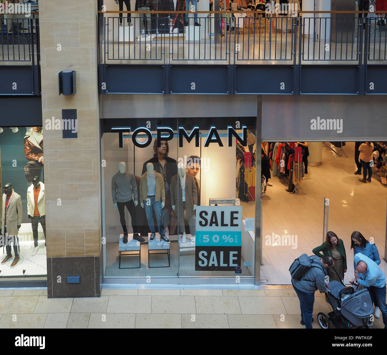 CAMBRIDGE, UK - CIRCA Octobre 2018 : shop Topman au centre commercial Grand Arcade Banque D'Images