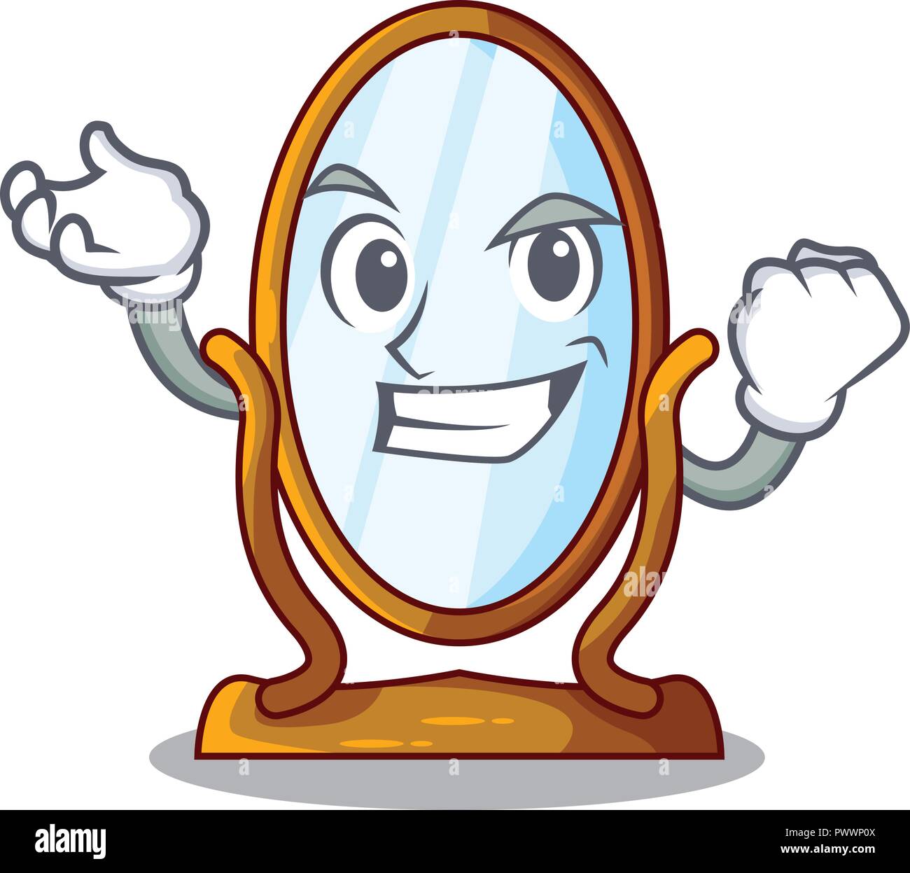 Grand succès dans le cadre en bois miroir dessin animé Image Vectorielle  Stock - Alamy