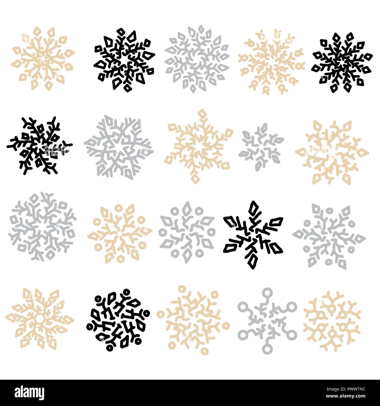 Ensemble de flocons. Maison de collection. Collection flocons isolé sur fond blanc. Vector illustration. Illustration de Vecteur