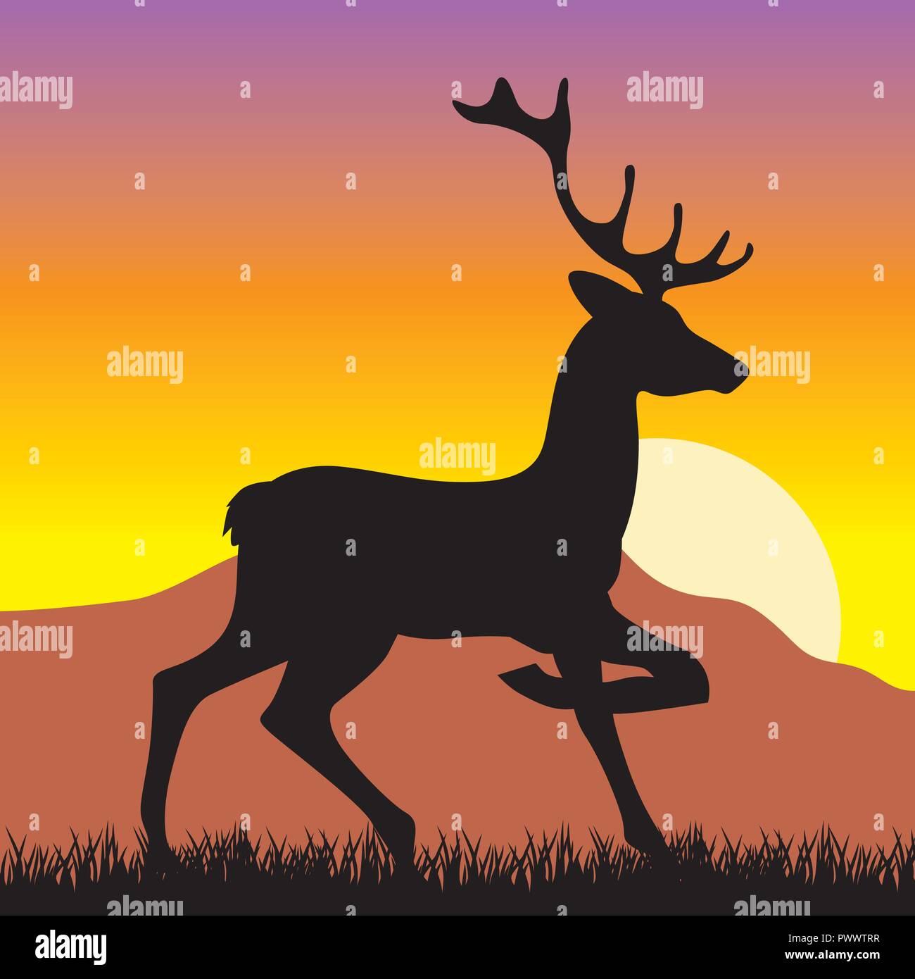 Mountain deer, logo vector icon Illustration de Vecteur