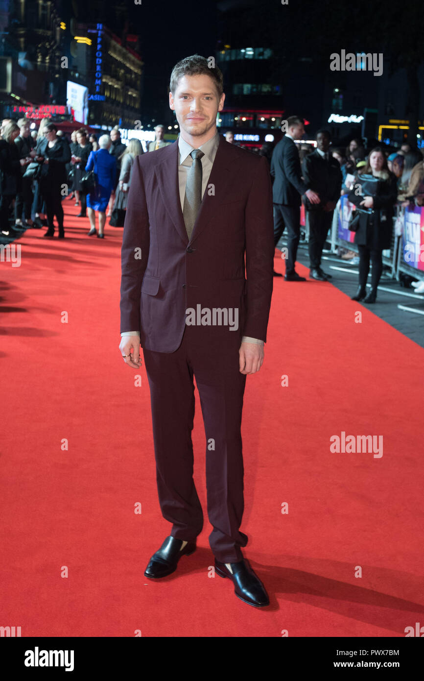 Billy Howle arrive à la première européenne de proscrire le roi au Cineworld, Leicester Square pour la 62e BFI London Film Festival. ASSOCIATION DE PRESSE Photo. Photo date : mercredi 17 octobre, 2018. Banque D'Images