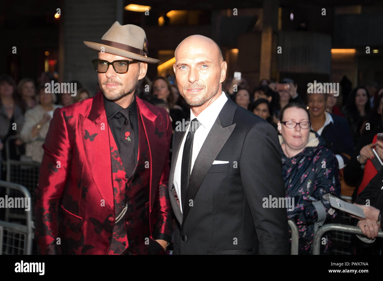 Matt et Luke Goss arrive à la première UK de après les Cris s'arrête à la BFI Southbank pour la 62e session de BFI London Film Festival. ASSOCIATION DE PRESSE Photo. Photo date : mercredi 17 octobre, 2018. Crédit photo doit se lire : David Parry/PA Wire Banque D'Images