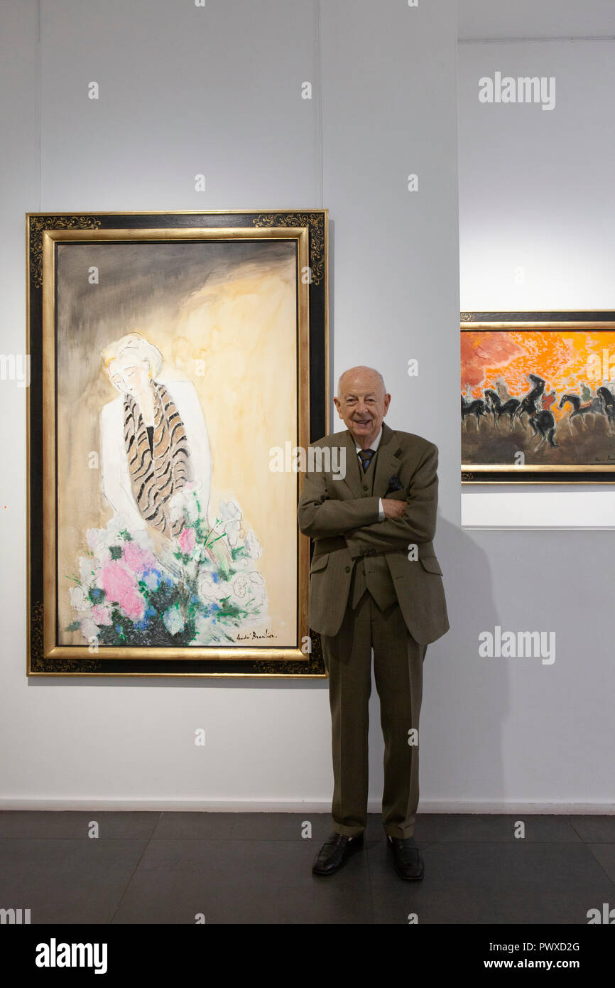 Fauvistes français artiste Andre Brasilier, 90 ans, ont assisté à l'ouverture de son exposition d'oeuvres récentes à l'Opéra Gallery de Londres, accompagnée d'h Banque D'Images