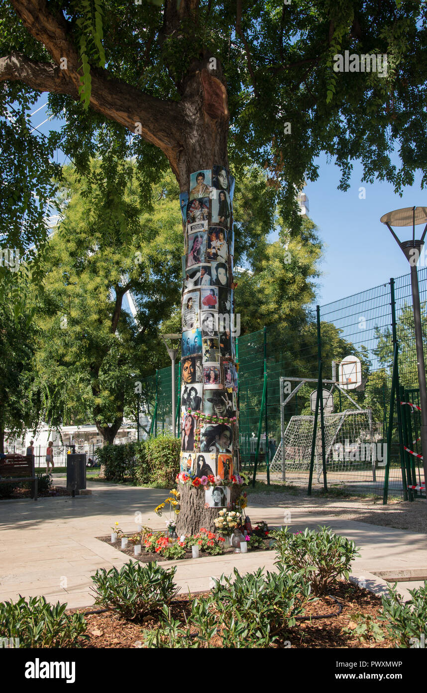 Budapest, Hongrie - 3 août, 2018:en face de cet arbre est l'hôtel où Michael Jackson a été un séjour à Budapest, c'était un point de rencontre. Banque D'Images