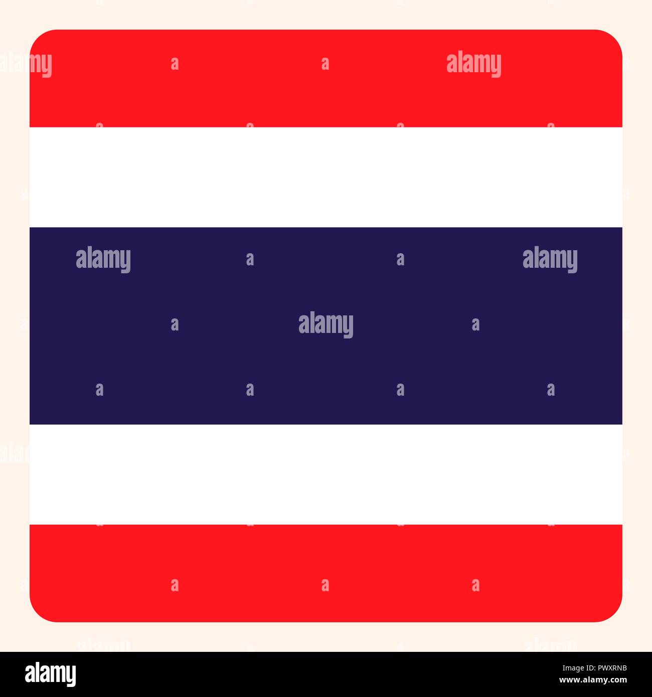 La Thaïlande drapeau carré bouton, médias sociaux communication signent, business icon. Illustration de Vecteur