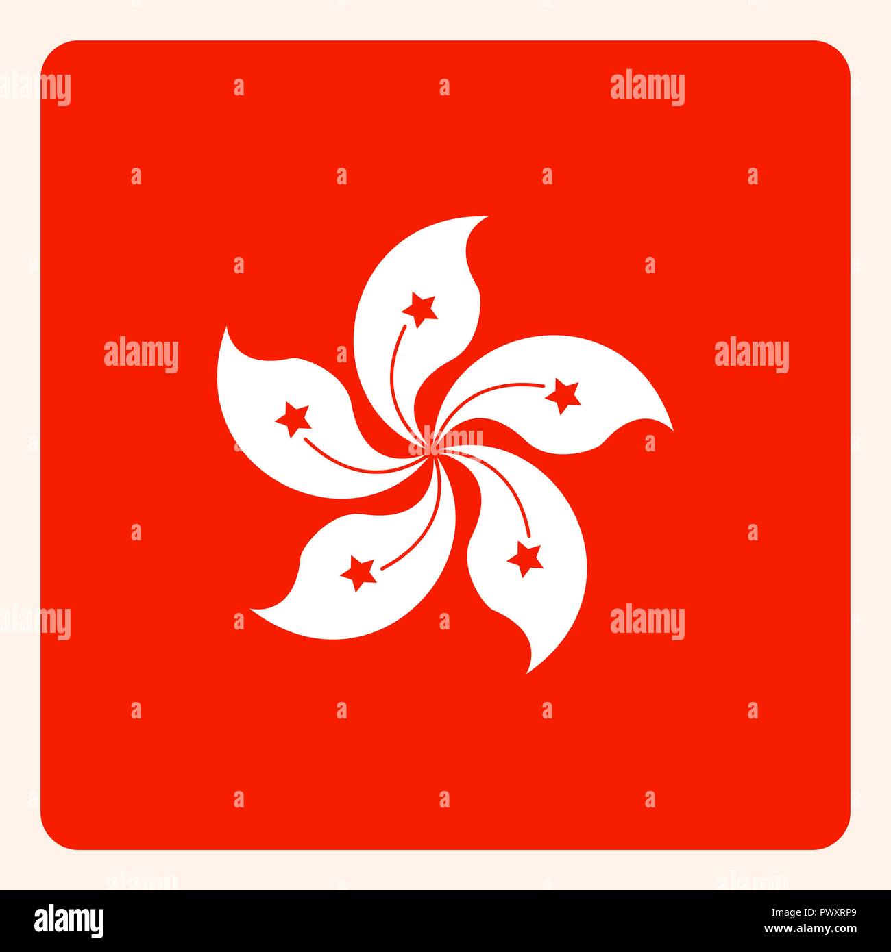 Hong Kong drapeau carré bouton, médias sociaux communication signent, business icon. Illustration de Vecteur