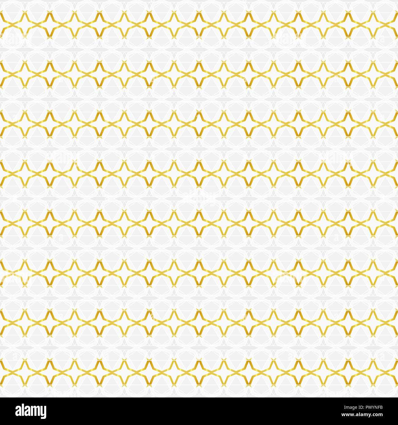 Seamless abstract pattern de quatre étoiles et d'autres formes en blanc, gris, jaune dégradé de couleurs (gold line art). Banque D'Images