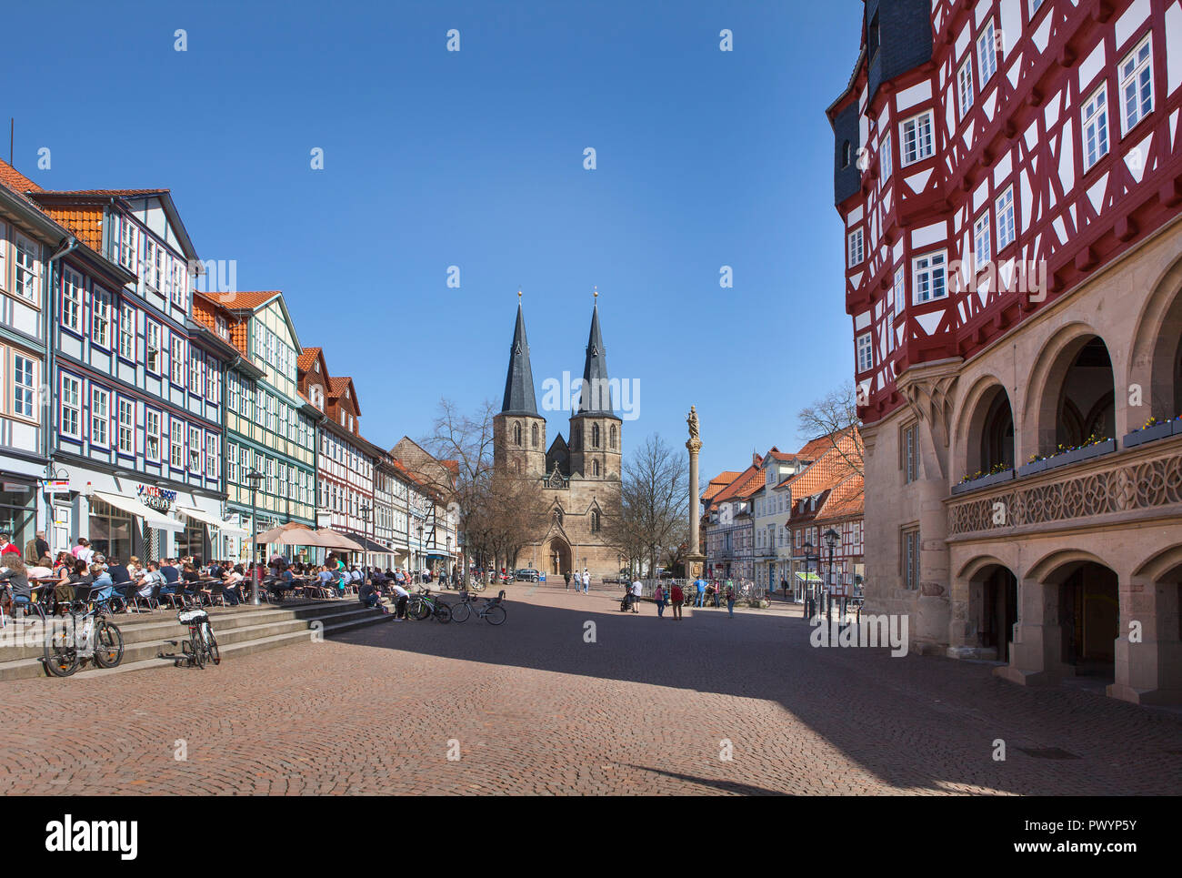Hôtel de ville, rue Market, Duderstadt, Basse-Saxe, Allemagne, Europe Banque D'Images