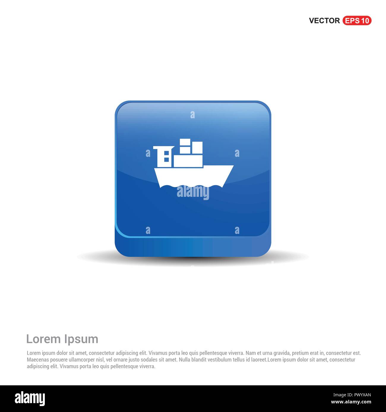 Navire de mer 3d - L'icône Bouton bleu. Illustration de Vecteur