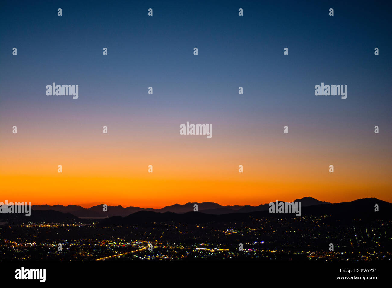 L'inoubliable vue depuis la colline du Lycabette, Athènes Grèce Banque D'Images