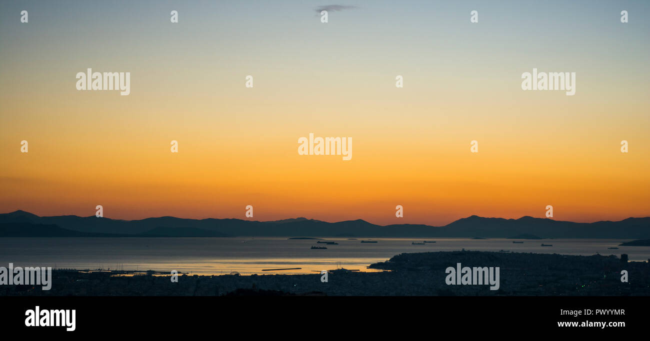 L'inoubliable vue depuis la colline du Lycabette, Athènes Grèce Banque D'Images