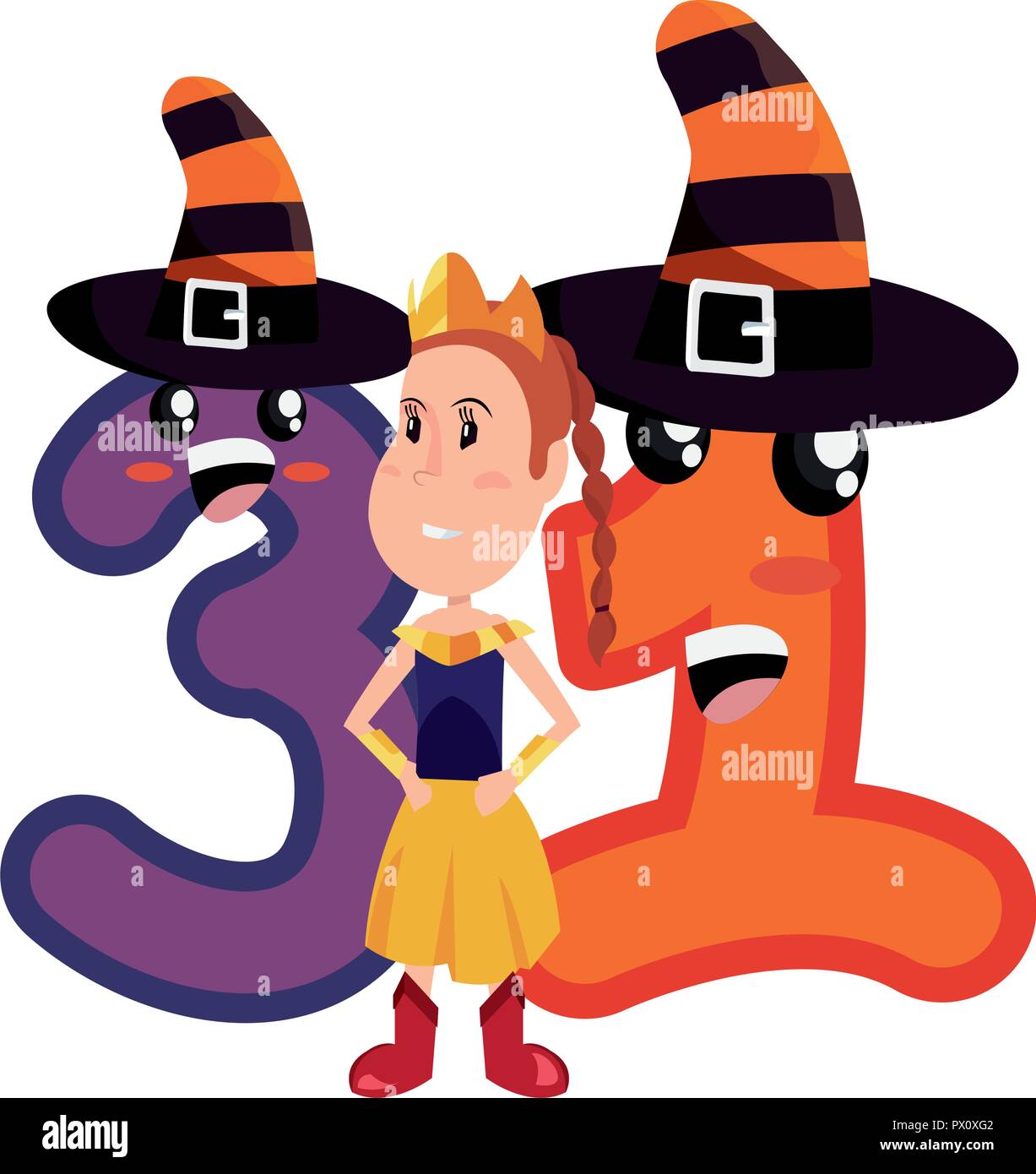 Avec costume et nombre de caractères d'illustration vectorielle halloween Illustration de Vecteur