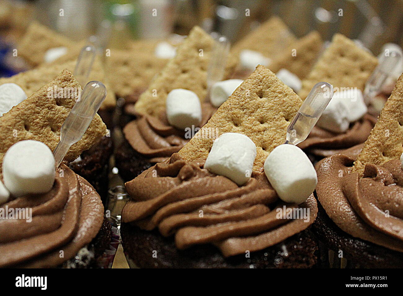 S'more et petits gâteaux et un verre de vodka Banque D'Images