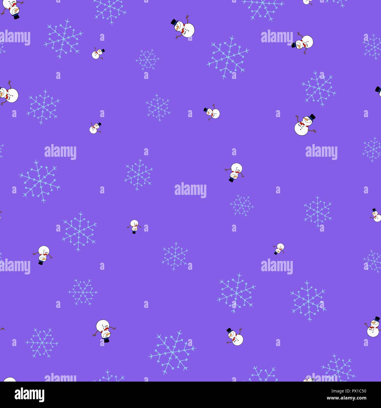 Les bonshommes et snowflake motif transparent. Fond violet. Vector illustration. Illustration de Vecteur