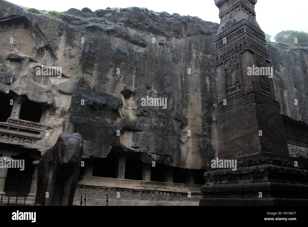 La merveille de Kailasa de les grottes d'Ellora, le rock-cut temple monolithique. Prises en Inde, août 2018. Banque D'Images