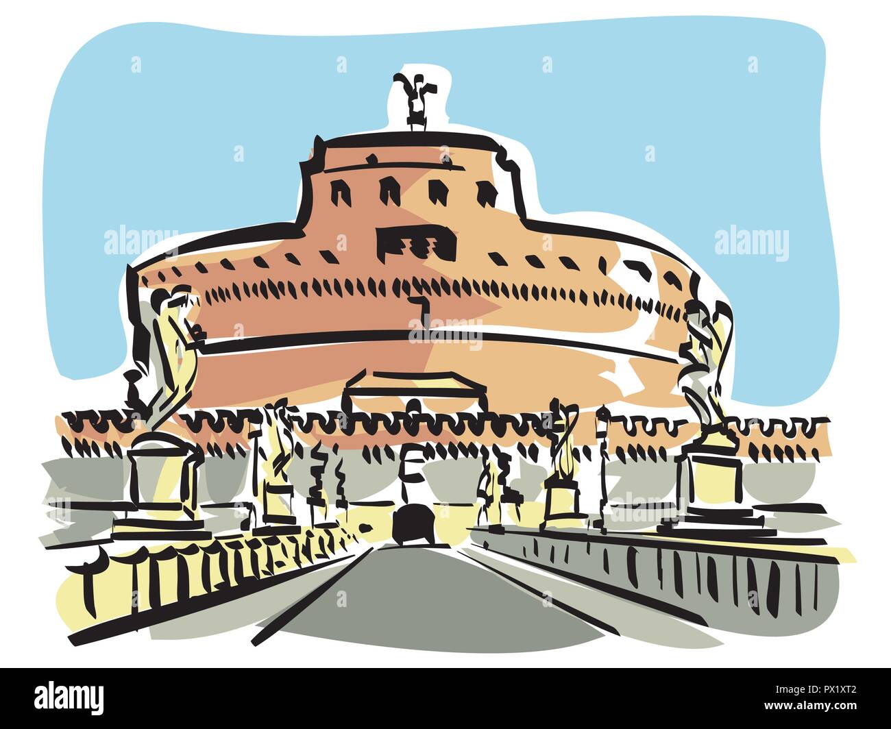 Vector illustration du Castel Sant'Angelo à Rome Illustration de Vecteur