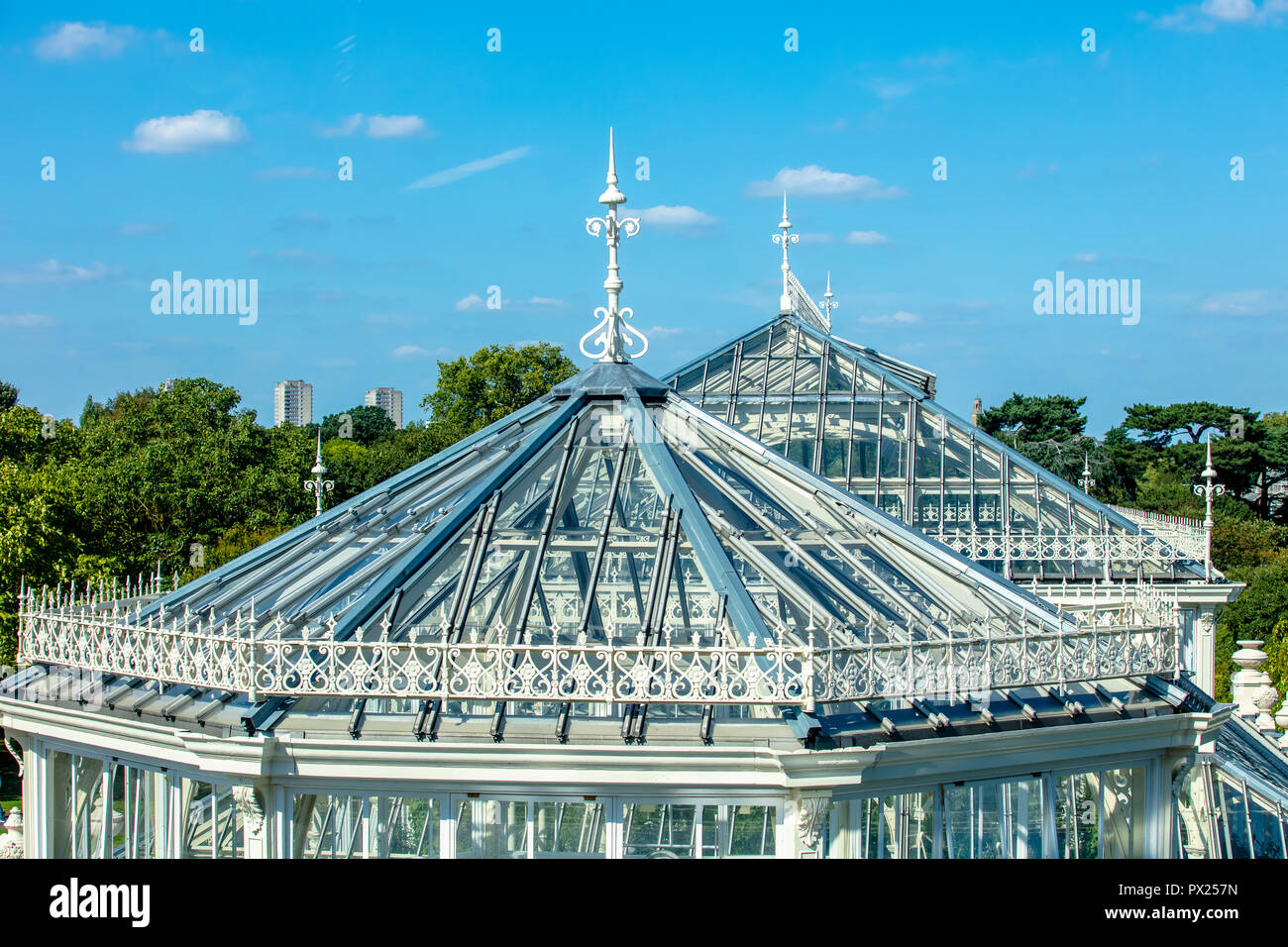 Richmond, Londres - 1 Sept 2018 : Europe House architecture à couper le souffle des détails après la réouverture à Kew Royal Botanic Gardens Banque D'Images
