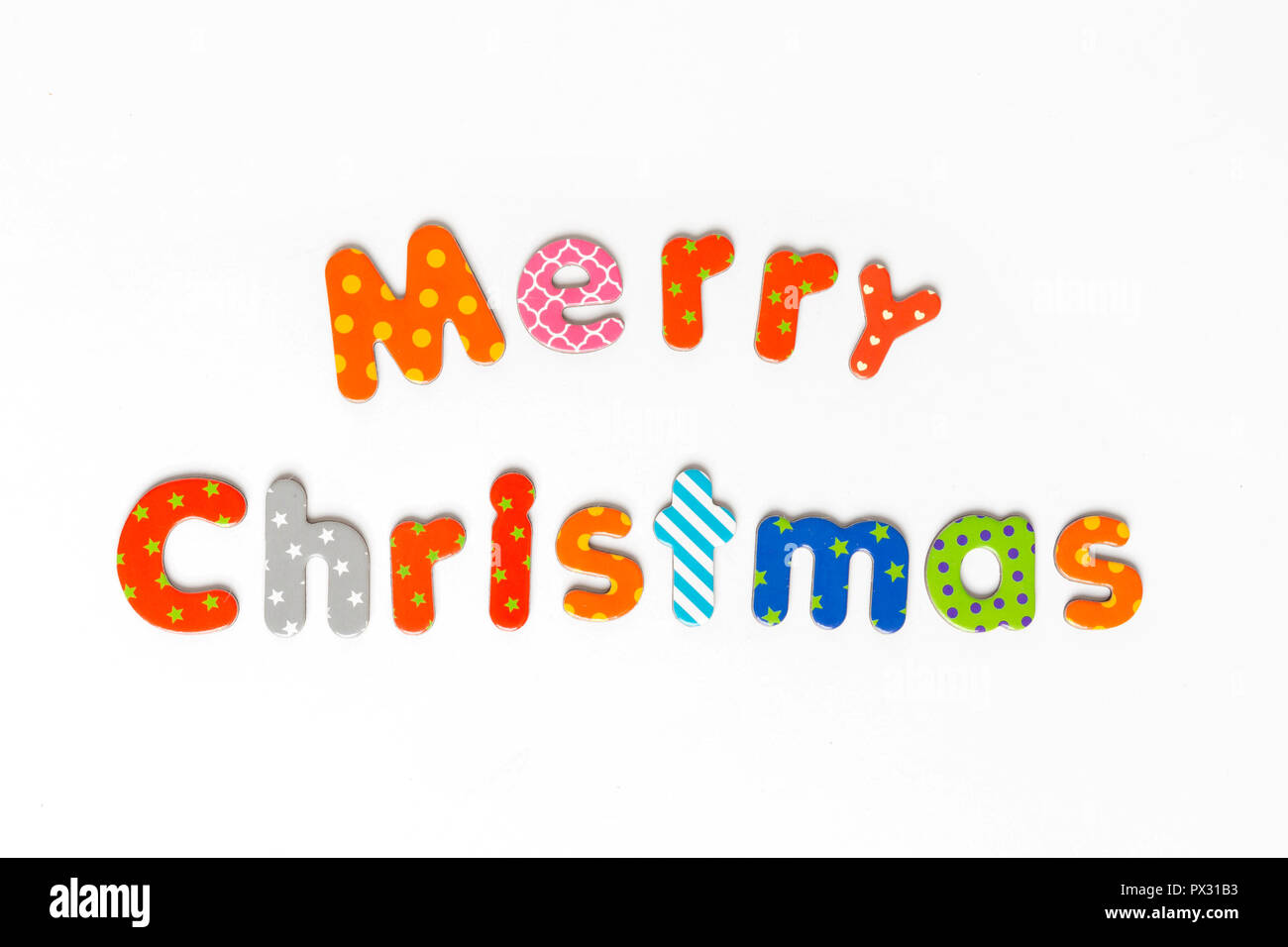 Joyeux noël inscription a été faite de lettres colorées Banque D'Images