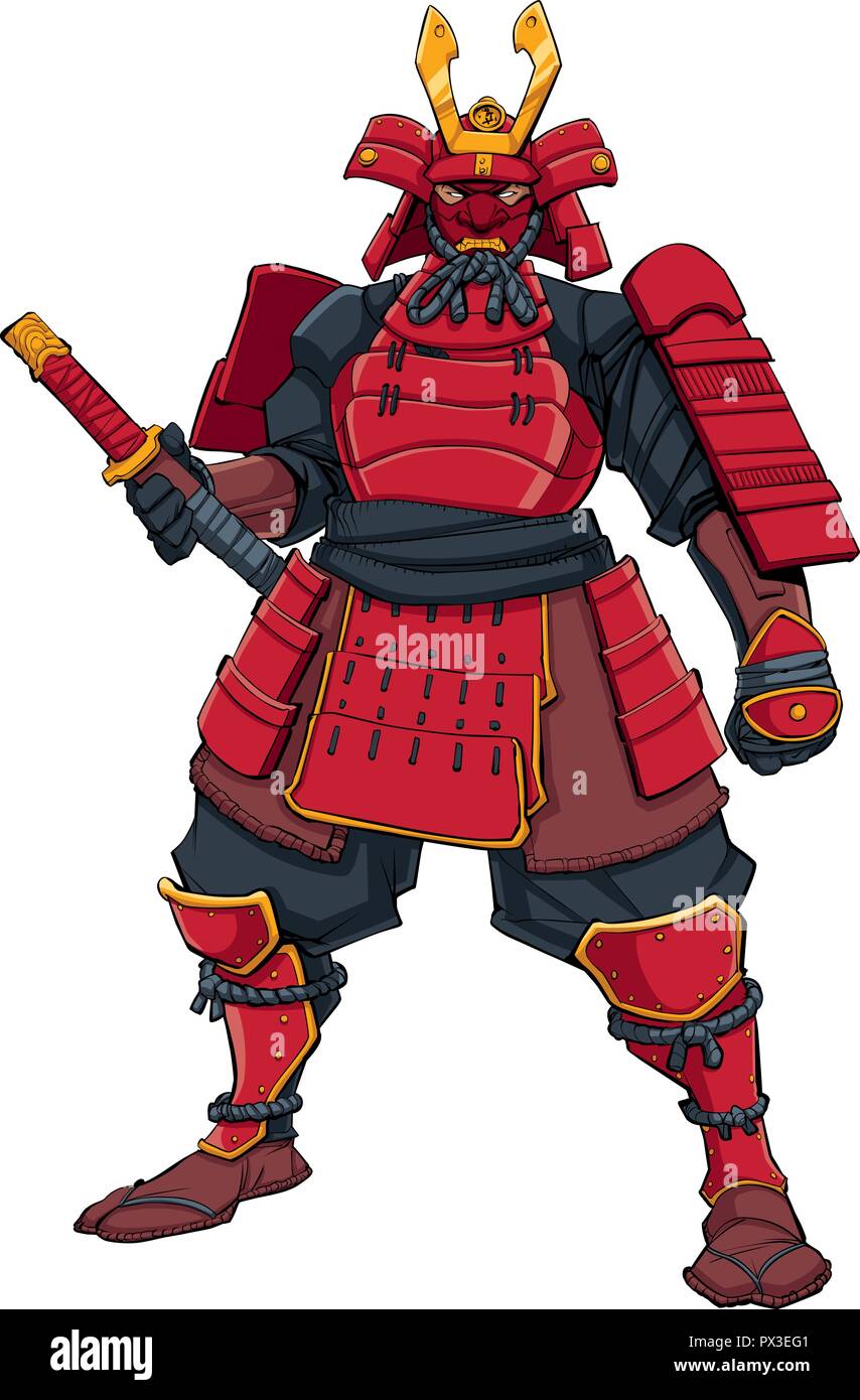 Samurai Warrior Red Illustration de Vecteur