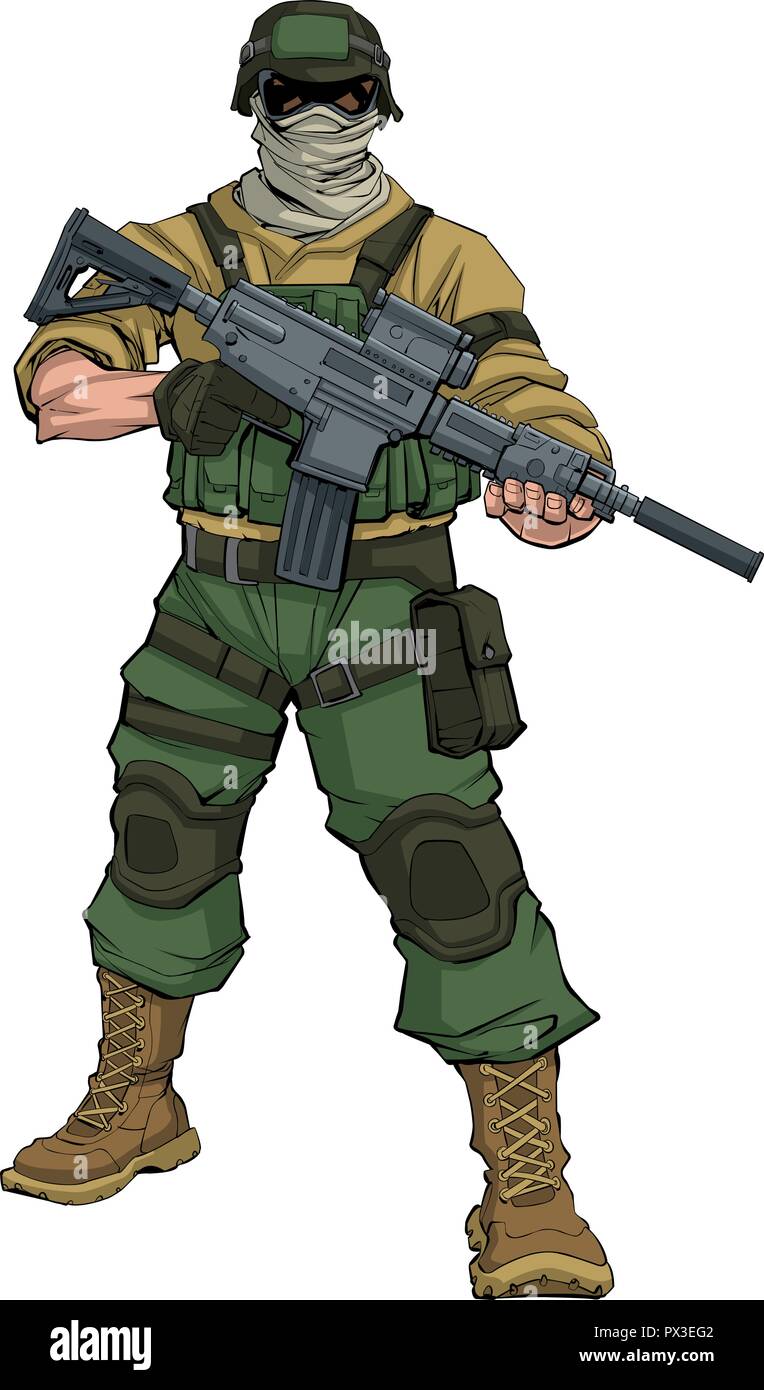 Soldat en patrouille Illustration de Vecteur