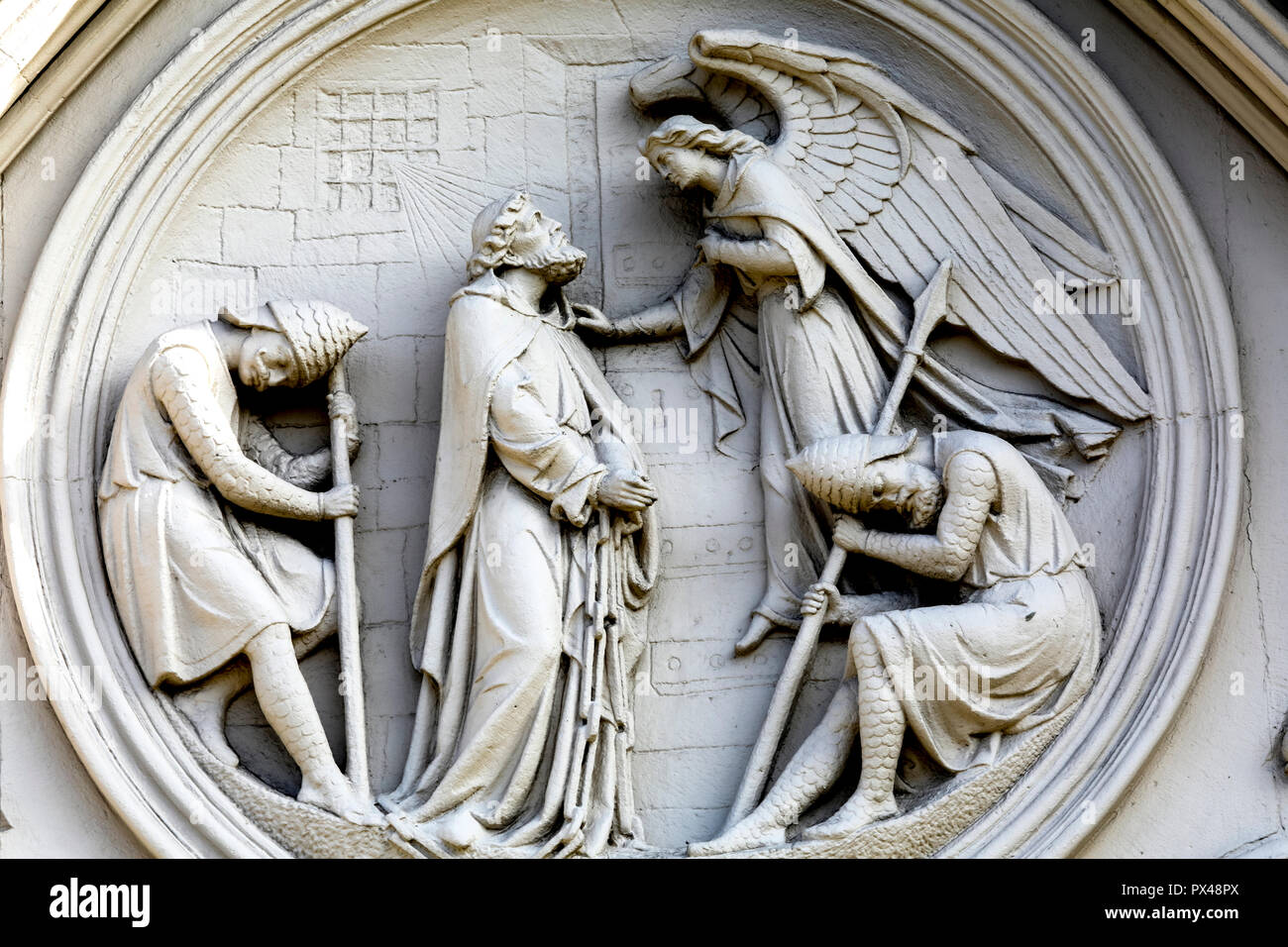 La cathédrale catholique, Belfast, Irlande du Nord. Relief représentant Jésus Christ avec un ange pendant sa Passion. L'Ulster, Royaume-Uni Banque D'Images
