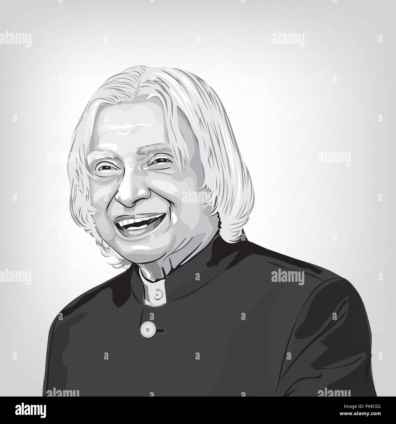Le Dr A.P.J Abdul Kalam. l'ancien président de l'Inde et d'un scientifique de l'espace de renommée mondiale,image vectorielle d'Abdul Kalam. Illustration de Vecteur
