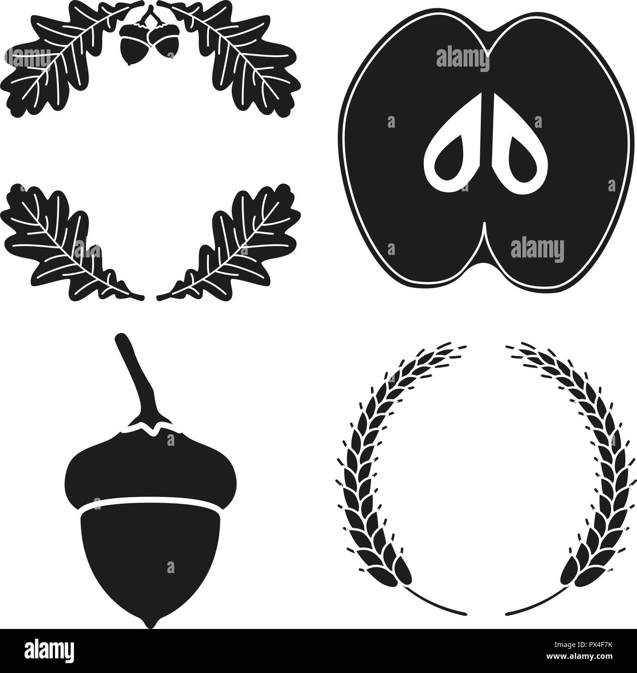 Noir et blanc 4 éléments d'ossature de la récolte Illustration de Vecteur
