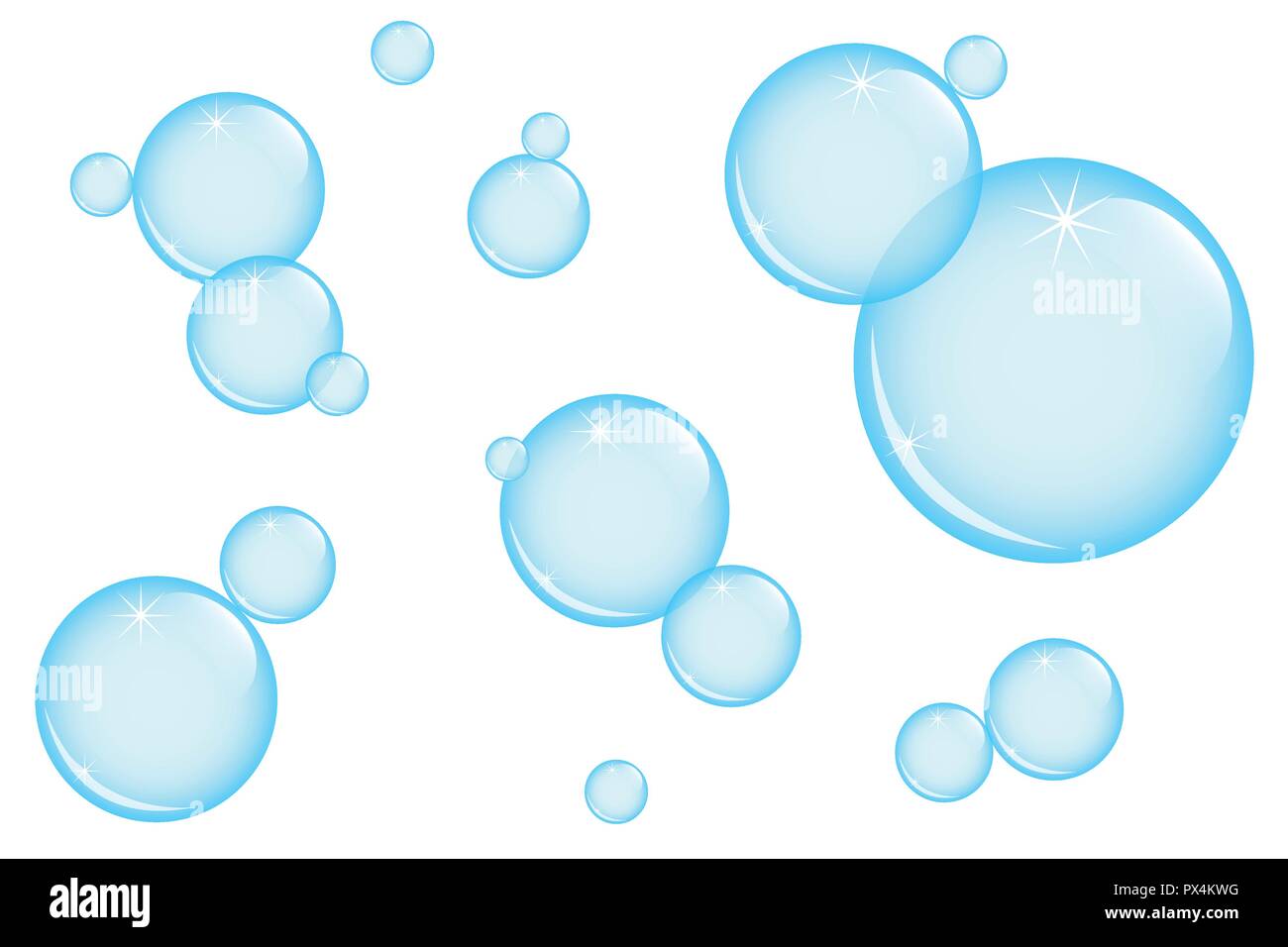 Bulles de savon bleu isolé sur fond blanc vector illustration EPS10 Illustration de Vecteur