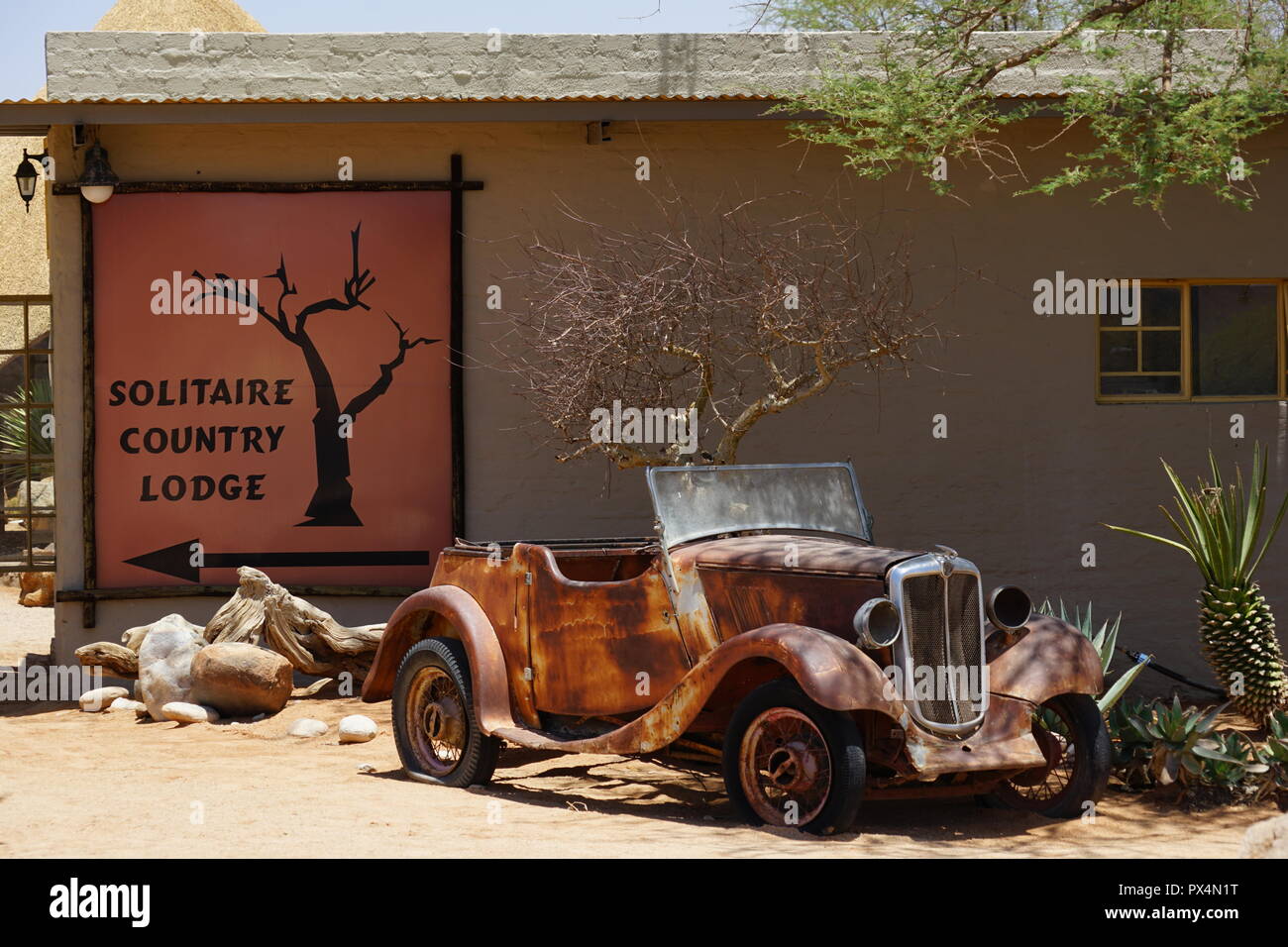 En solitaire, Autoracks Raststätte an der C14 et C24, la Namibie, Afrika Banque D'Images