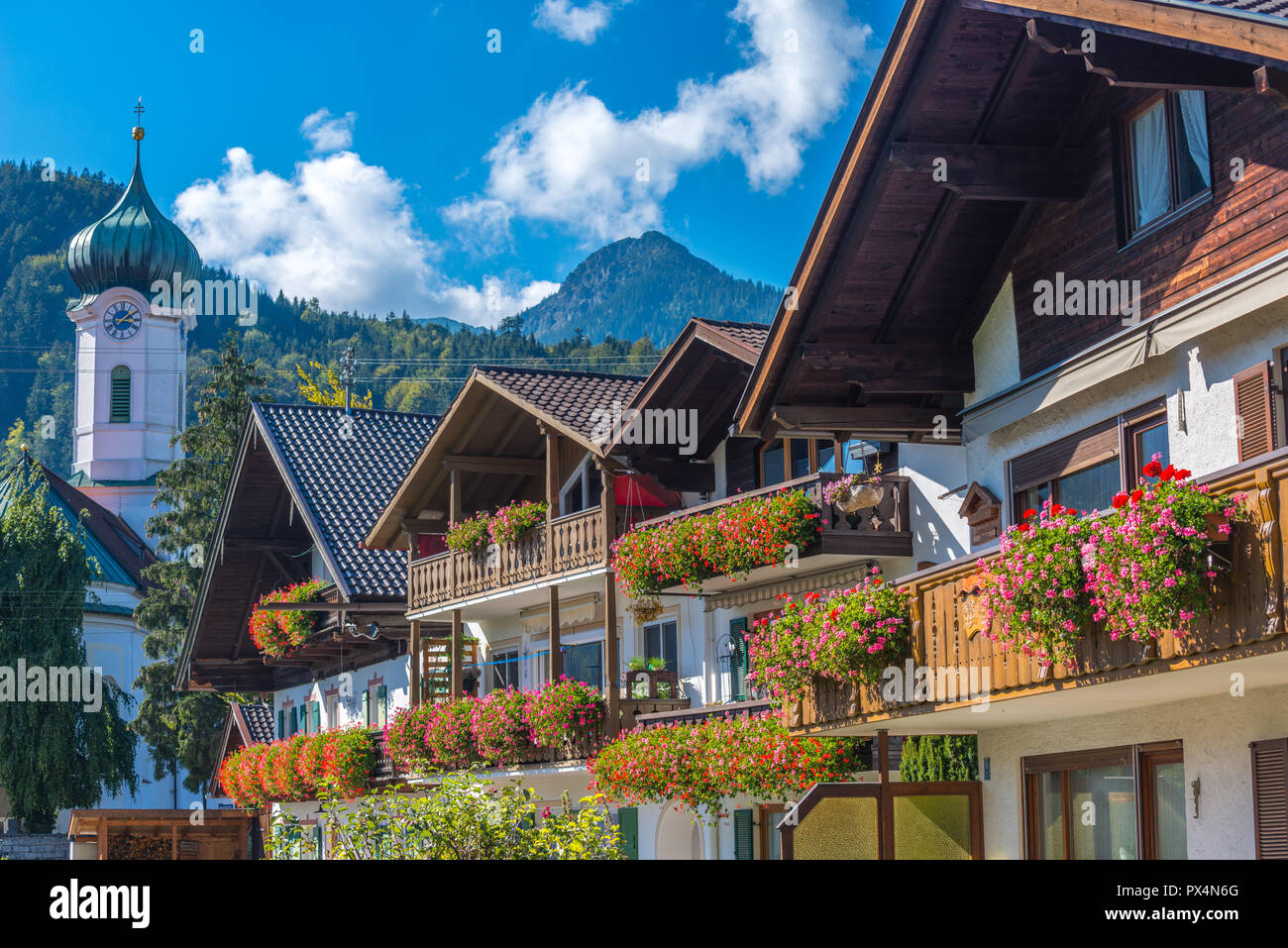 Peinture murale ou Lüftlmalerei, Garmisch-Partenkirchen, Bavière, Allemagne Banque D'Images