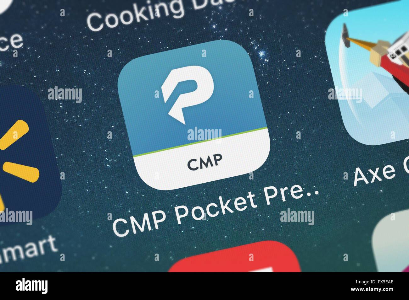 Londres, Royaume-Uni - 19 octobre 2018 : Gros plan sur la poche l'application mobile de CMP Prep Prep de poche, Inc.. Banque D'Images