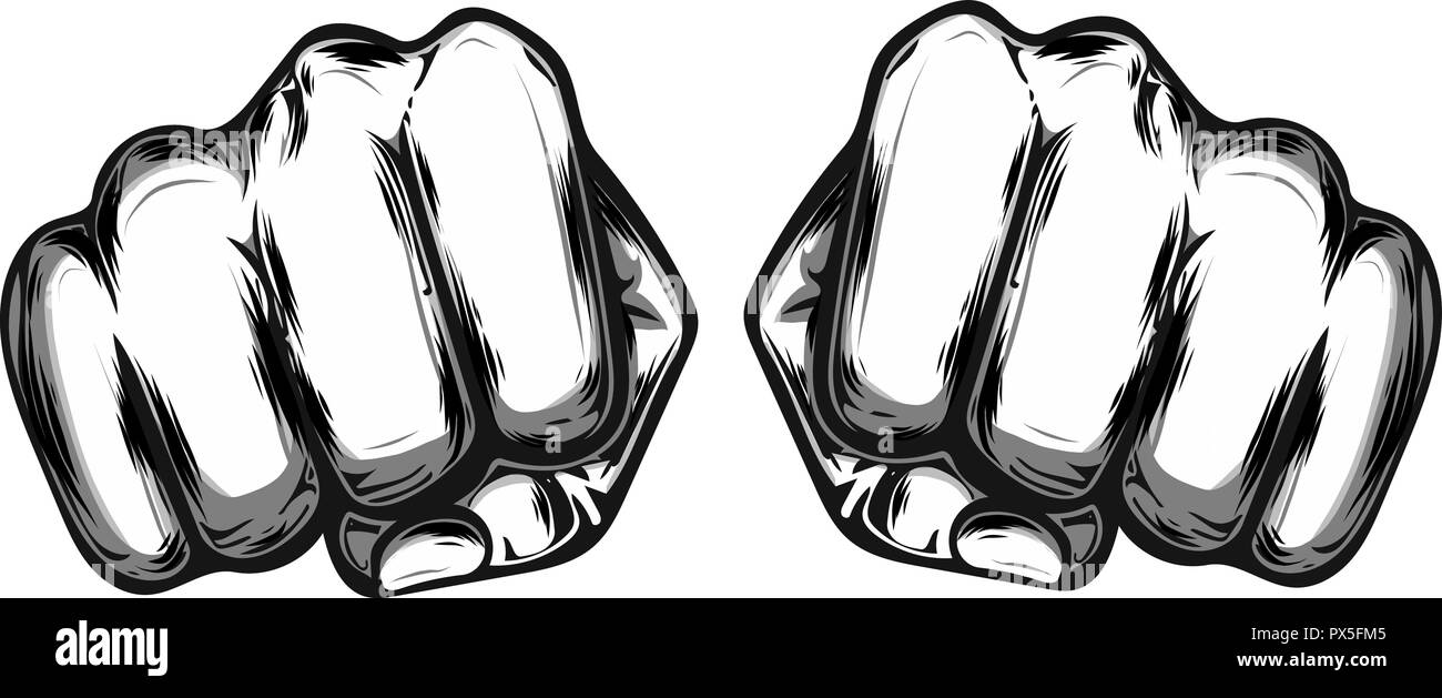 Fist homme part, symbole de protestation prolétarienne. Signe de puissance Illustration de Vecteur