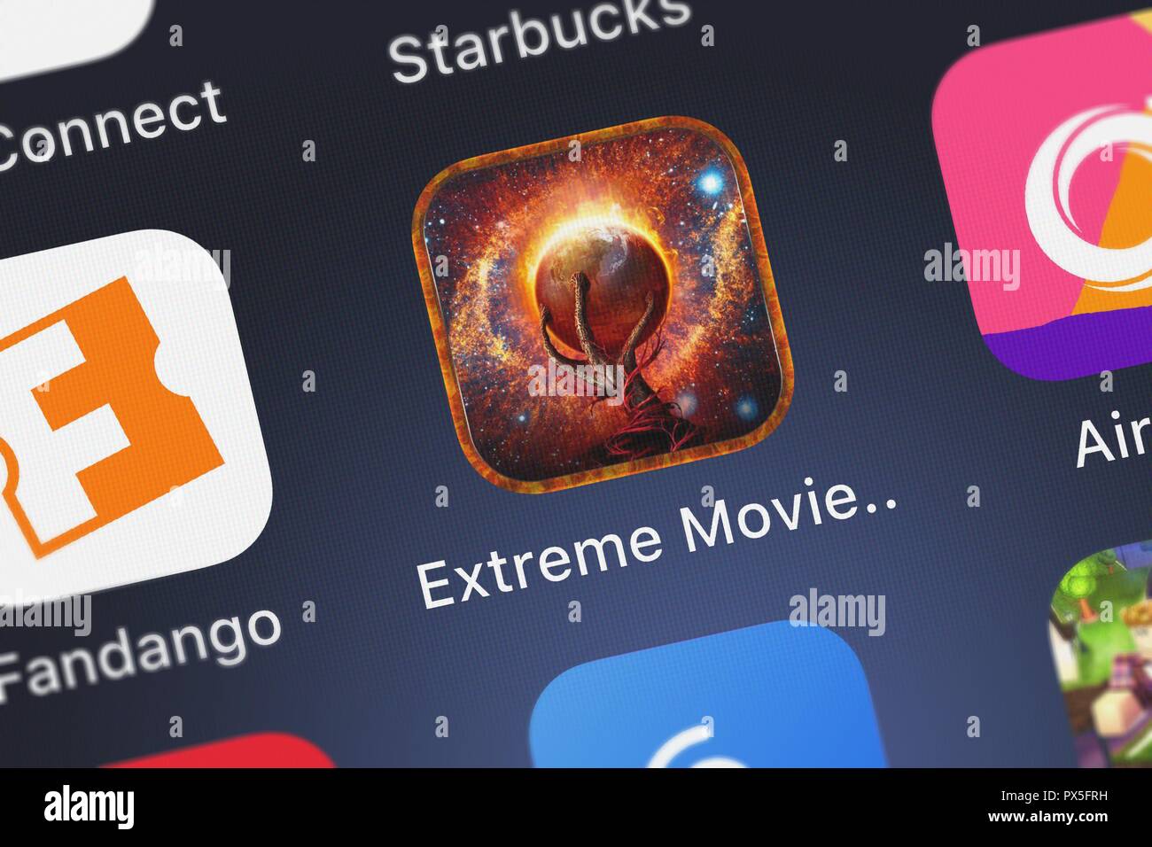 Londres, Royaume-Uni - 19 octobre 2018 : Gros plan sur l'Extreme Movie FX - effets spéciaux style Hollywood.s Super Créateur.imposer Sticker Modifier Banque D'Images