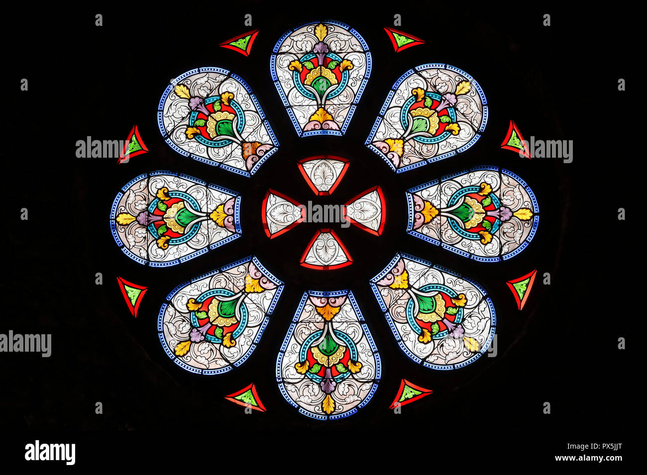 L'église Sainte Marie Madeleine. Vitrail. Praz sur Arly. La France. Banque D'Images