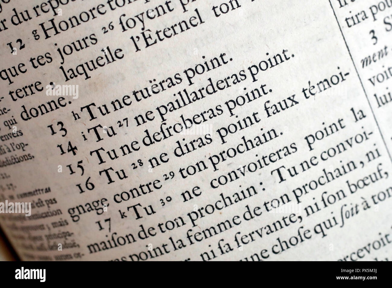 Vieille Bible en français, 1669. Ancien Testament. Pentateuque ou les Cinq Livres de Moïse. L'exode. Banque D'Images