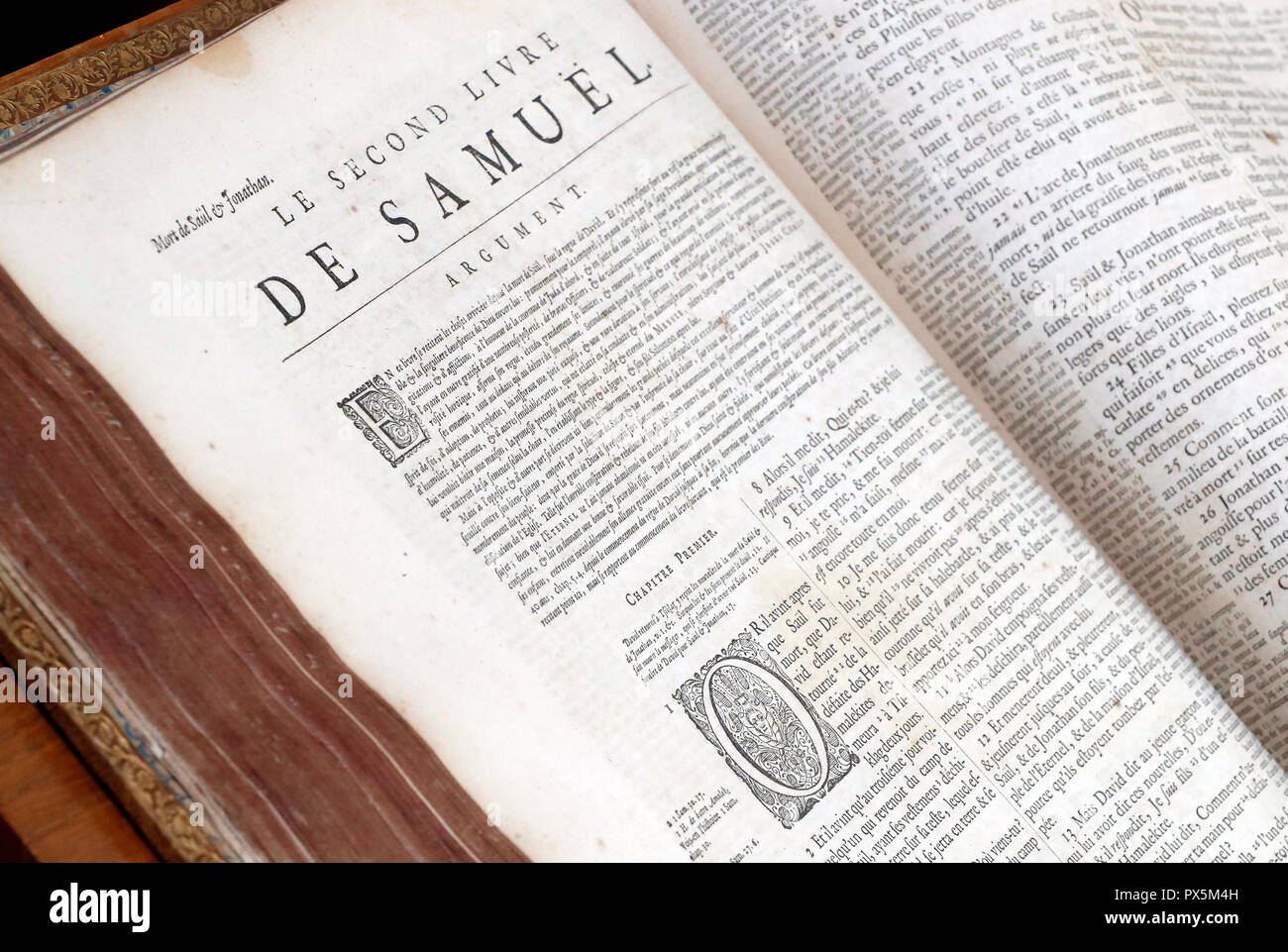 Vieille Bible en français, 1669. Ancien Testament. Livre historique. Samuel. Banque D'Images