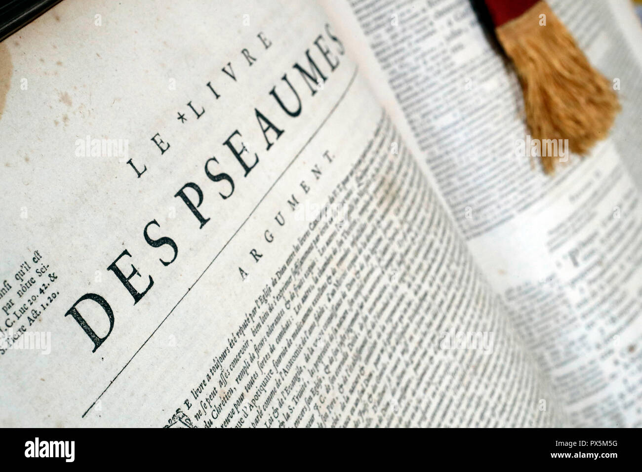 Vieille Bible en français, 1669. Ancien Testament. Livre de sagesse. Psaumes. Banque D'Images