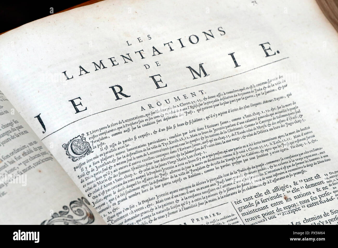Vieille Bible en français, 1669. Ancien Testament. Grand prophète. Jérémie. Banque D'Images