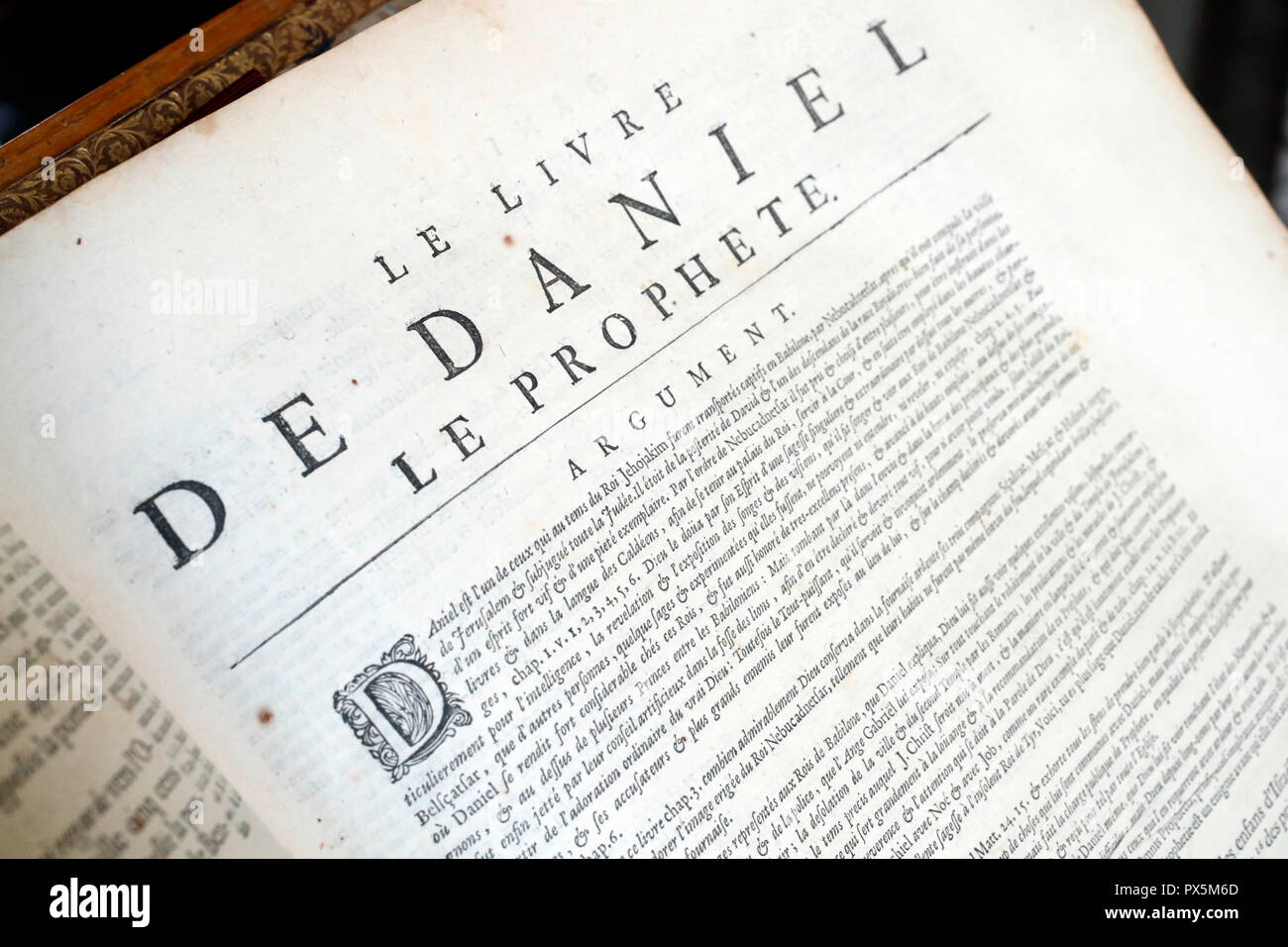Vieille Bible en français, 1669. Ancien Testament. Grand prophète. Daniel. Banque D'Images