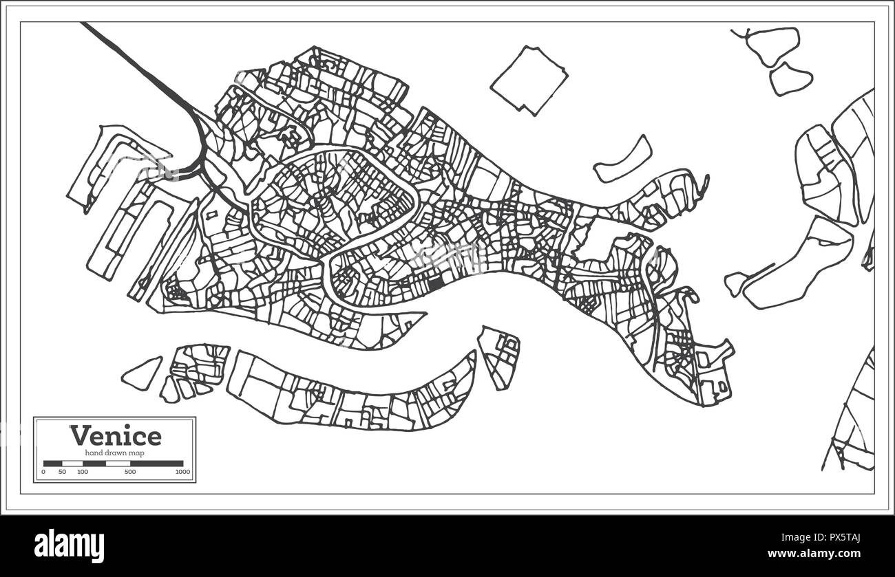 Venise Italie Plan de ville en style rétro. Une carte de Noël. Vector Illustration. Illustration de Vecteur