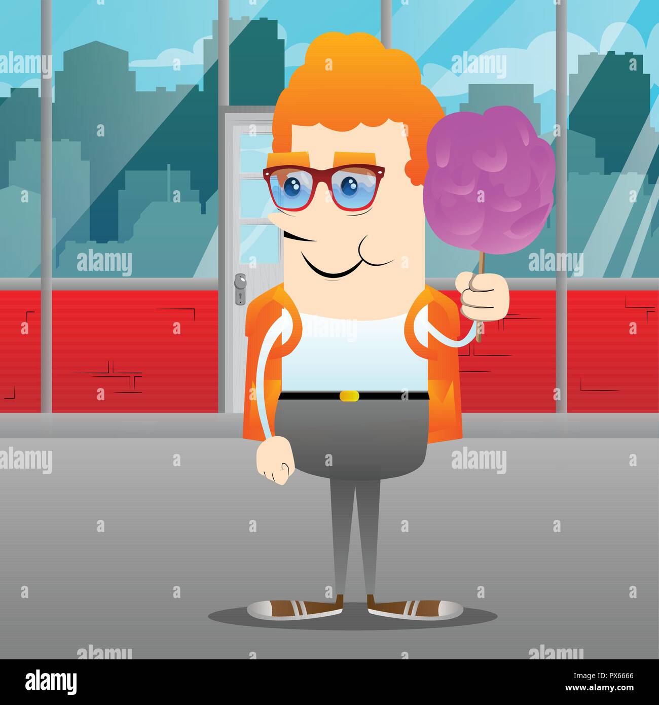 La tenue d'écolier barbe rose. Vector cartoon character illustration. Illustration de Vecteur