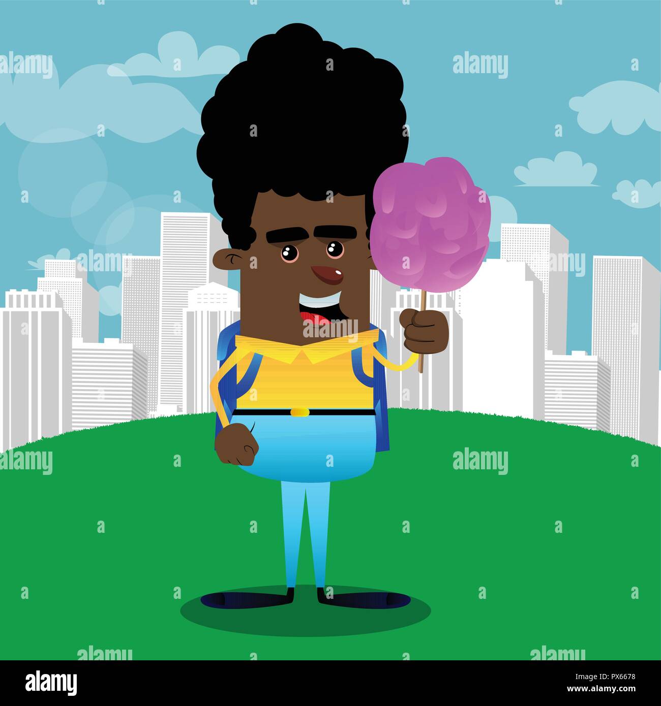 La tenue d'écolier barbe rose. Vector cartoon character illustration. Illustration de Vecteur